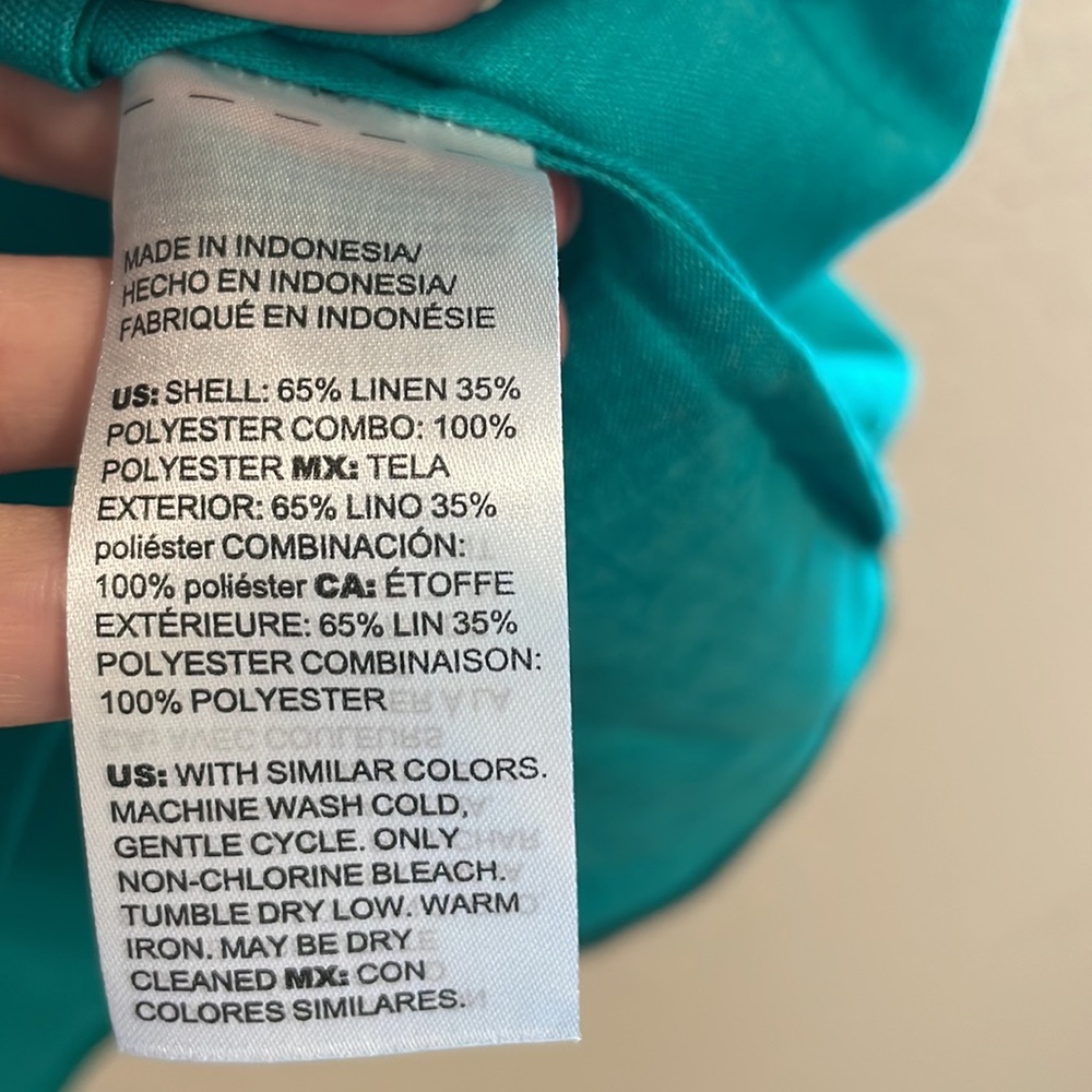 ♥️ NWT Chico’s Linen Popover Blouse Sz 3 ( US 16/18) Jade Green - Picture 8 of 8